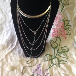 Long bib statement necklace